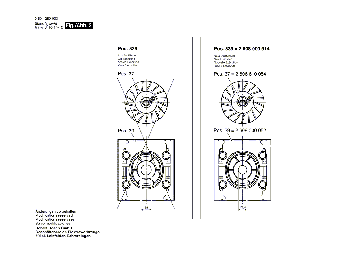 New Genuine Bosch 2606610054 Fan