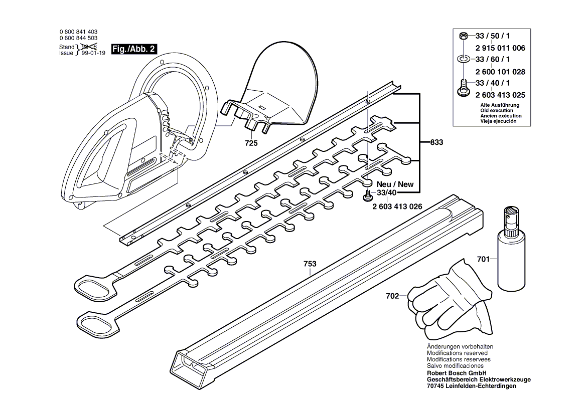 New Genuine Bosch 2607001239 Set of knives