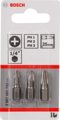 New Genuine Bosch 2607001757 Extra Hard Screwdriver Bit Pack, 3-Piece For