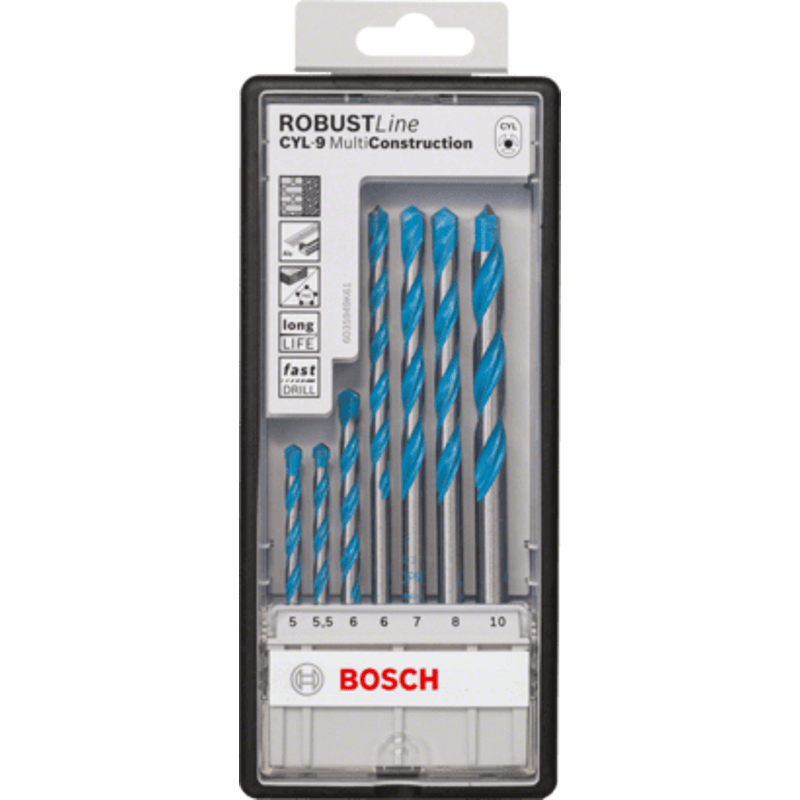New Genuine Bosch 2607010546 CYL-9 MultiConstruction Drill Bit Set For impact