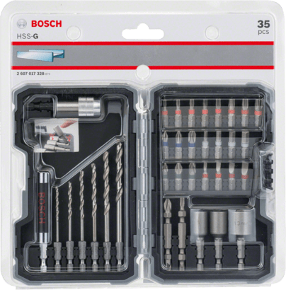 New Genuine Bosch 2607017328 Extra Hard Screwdriver Bit Set, 35-Piece For