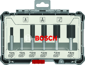 New Genuine Bosch 2607017465 Straight Router Bit Set, 6-Pieces For hand-held