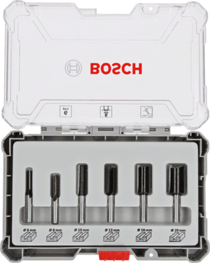 New Genuine Bosch 2607017465 Straight Router Bit Set, 6-Pieces For hand-held