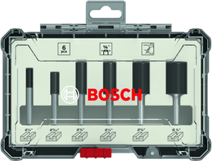 New Genuine Bosch 2607017467 Straight Router Bit Set, 6-Pieces For hand-held