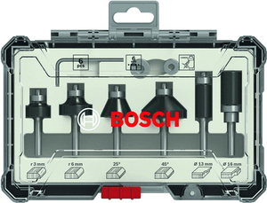 New Genuine Bosch 2607017468 Trim and Edging Router Bit Set, 6-Pieces For