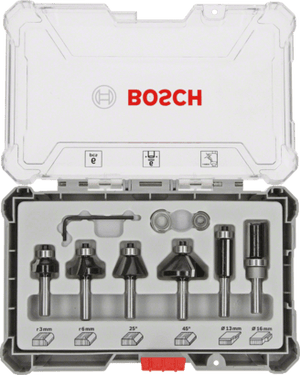 New Genuine Bosch 2607017468 Trim and Edging Router Bit Set, 6-Pieces For