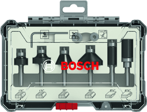 New Genuine Bosch 2607017470 Trim and Edging Router Bit Set, 6-Pieces For