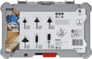 New Genuine Bosch 2607017470 Trim and Edging Router Bit Set, 6-Pieces For