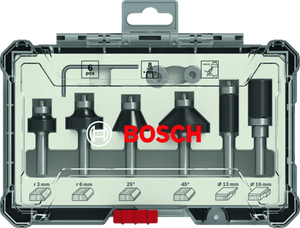 New Genuine Bosch 2607017470 Trim and Edging Router Bit Set, 6-Pieces For