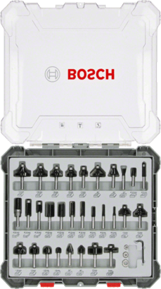 New Genuine Bosch 2607017475 Mixed Router Bit Set, 30-Pieces