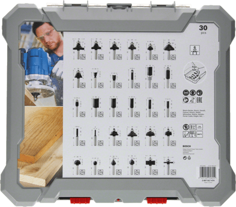New Genuine Bosch 2607017476 Mixed Router Bit Set, 30-Pieces For hand-held