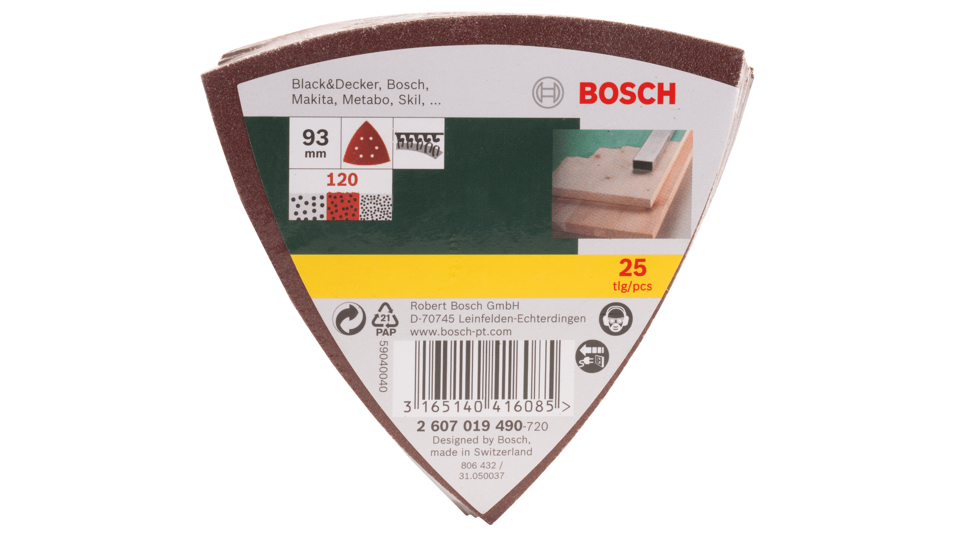 New Genuine Bosch 2607019490 Sanding Sheet Set 93 mm 25 Pieces