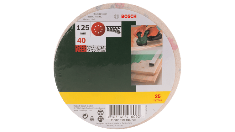 New Genuine Bosch 2607019491 Sanding Sheet Set 125 mm 25-Pieces Sanding and