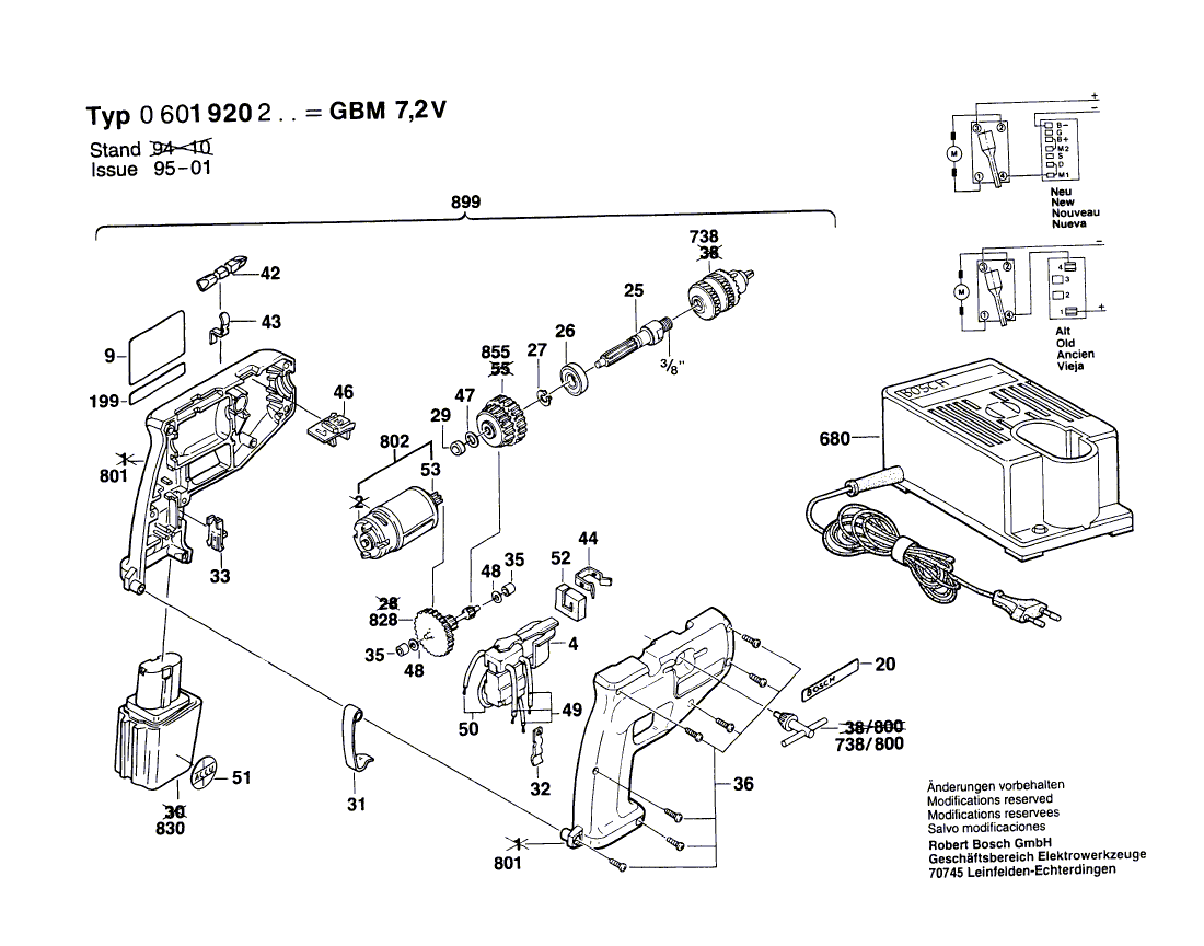 New Genuine Bosch 2607200294 On-Off Switch