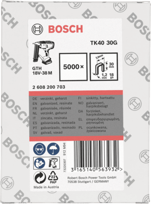 New Genuine Bosch 2608200703 1.2/18g Narrow Crown Staple For Cordless /