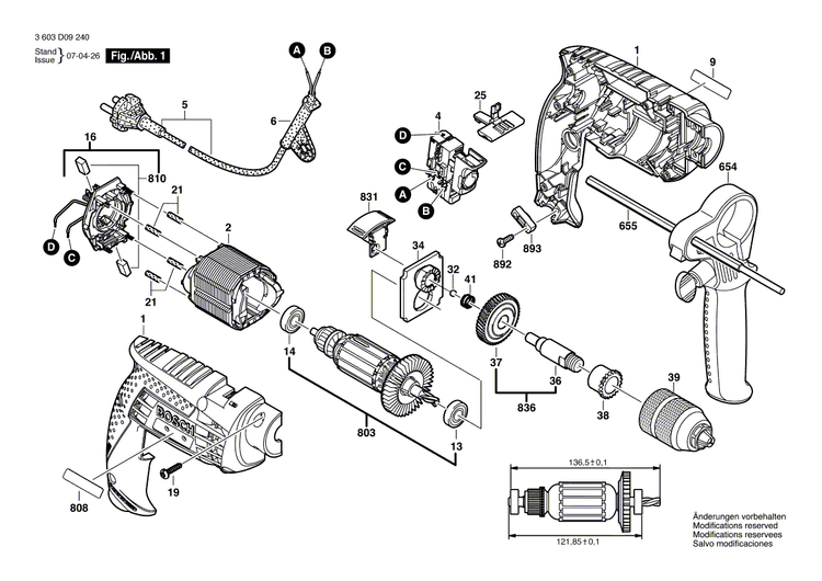 New Genuine Bosch 2608572165 Keyless Chuck