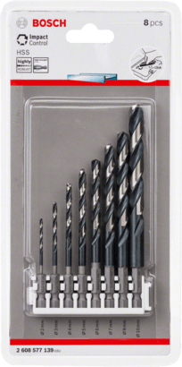 New Genuine Bosch 2608577139 Impact Control HSS Twist Drill Bit Pack, 8-Piece