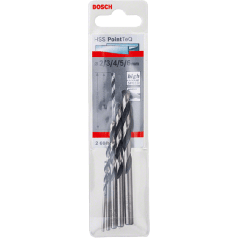 New Genuine Bosch 2608577345 HSS Twist Drill Bit PointTeQ Set, 5-Pieces For