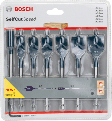New Genuine Bosch 2608587009 Self-Cut Speed Spade Bit Set, 7-piece For rotary