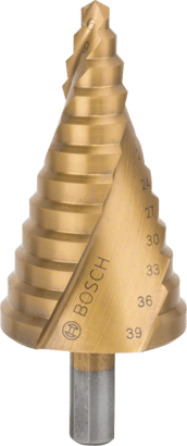 New Genuine Bosch 2608587431 HSS TiN Step Drill Bit, 3-Flat Shank For rotary