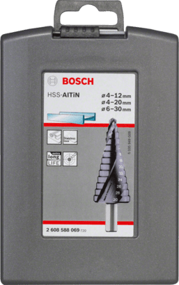 New Genuine Bosch 2608588069 HSS-AlTiN Step Drill Bit, 3-flat Shank, Set For