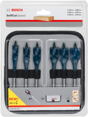 New Genuine Bosch 2608595424 Self-Cut Speed Spade Bit Set, 7-piece For rotary