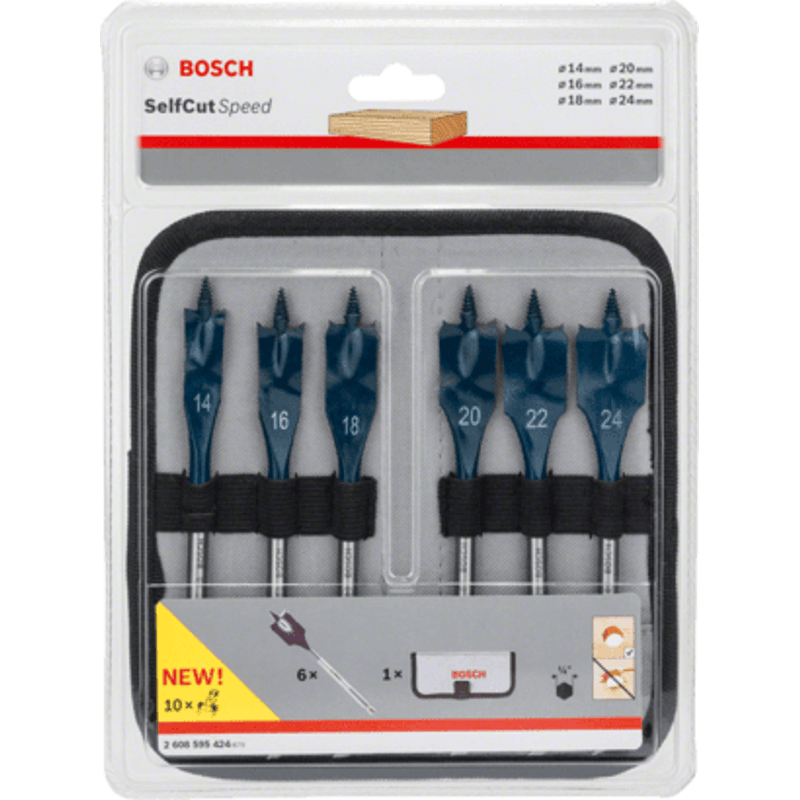 New Genuine Bosch 2608595424 Self-Cut Speed Spade Bit Set, 7-piece For rotary