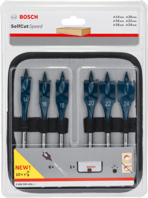 New Genuine Bosch 2608595424 Self-Cut Speed Spade Bit Set, 7-piece For rotary