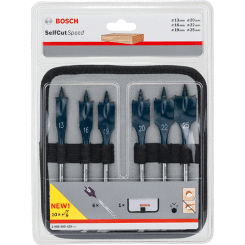 New Genuine Bosch 2608595425 Self-Cut Speed Spade Bit Set, 7-piece For rotary