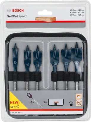 New Genuine Bosch 2608595425 Self-Cut Speed Spade Bit Set, 7-piece For rotary