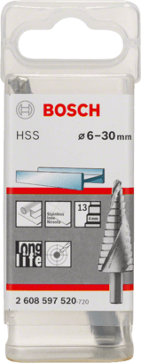 New Genuine Bosch 2608597520 HSS Step Drill Bit, 3-flat Shank For rotary