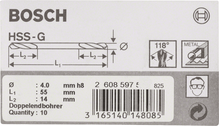 New Genuine Bosch 2608597588 HSS Double-Ended Drill Bit Ground For rotary