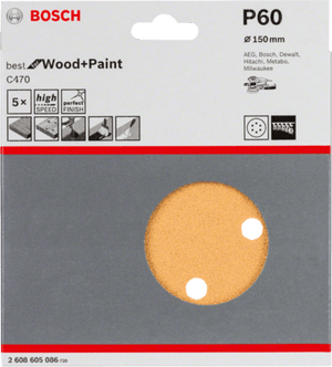 New Genuine Bosch 2608605086 C470 Best for Wood and Paint For random orbital