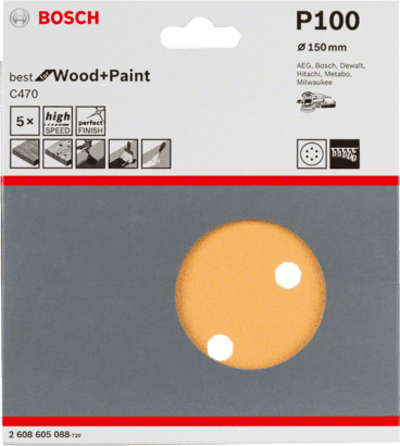 New Genuine Bosch 2608605088 C470 Best for Wood and Paint For random orbital