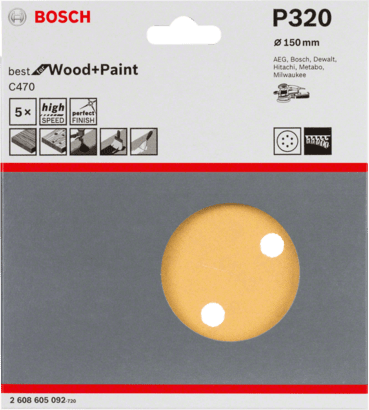 New Genuine Bosch 2608605092 C470 Best for Wood and Paint For random orbital