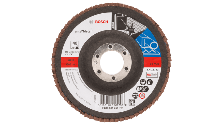 New Genuine Bosch 2608605451 X571 Best for Metal Flap Discs, Straight Version