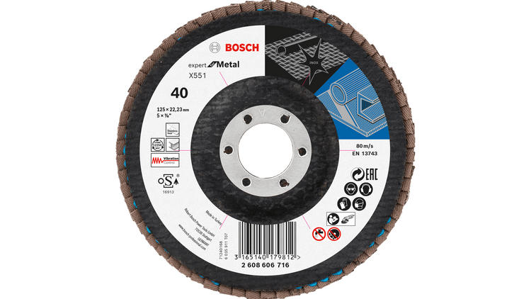 New Genuine Bosch 2608606718 X551 Expert for Metal Flap Discs, Angled Version