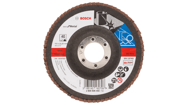 New Genuine Bosch 2608606738 X571 Best for Metal Flap Discs, Straight Version