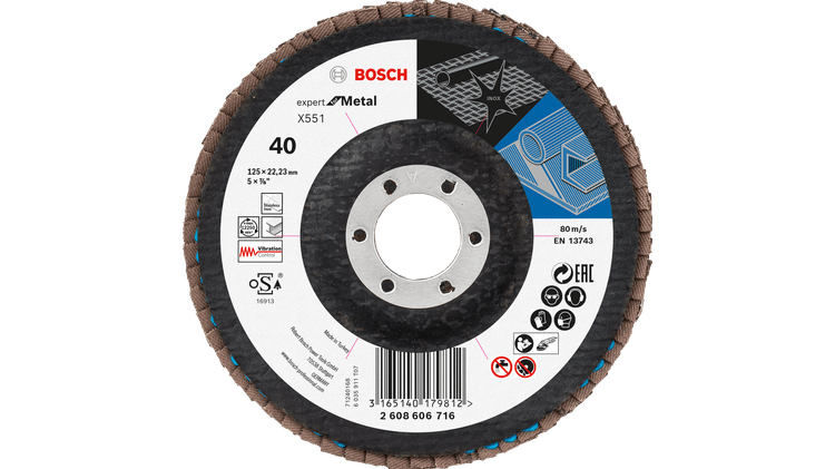 New Genuine Bosch 2608607350 X551 Expert for Metal Flap Discs, Straight Version