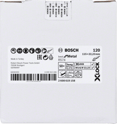 New Genuine Bosch 2608619158 X-LOCK R574 Best for Metal Fibre Sanding Disc For