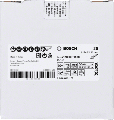 New Genuine Bosch 2608619177 X-LOCK R780 Best for Metal and Inox Fibre Sanding