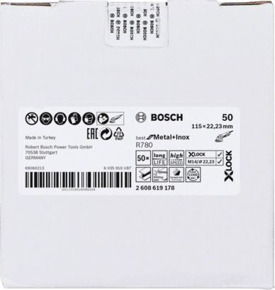 New Genuine Bosch 2608619178 X-LOCK R780 Best for Metal and Inox Fibre Sanding