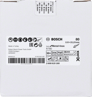 New Genuine Bosch 2608619180 X-LOCK R780 Best for Metal and Inox Fibre Sanding
