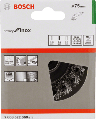 New Genuine Bosch 2608622060 Heavy for Inox Wire Cup Brush, Knotted Wire For