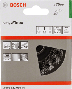 New Genuine Bosch 2608622060 Heavy for Inox Wire Cup Brush, Knotted Wire For