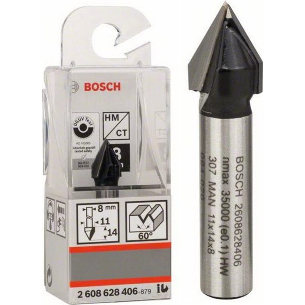 New Genuine Bosch 2608628406 Standard for Wood V-Groove Bit