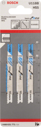 New Genuine Bosch 2608631771 U 118 B Basic for Metal Jigsaw Blade For jigsaws