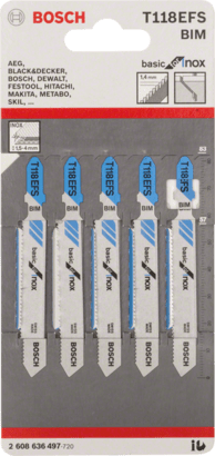 New Genuine Bosch 2608636497 T 118 EFS Basic for Stainless Steel Jigsaw Blade