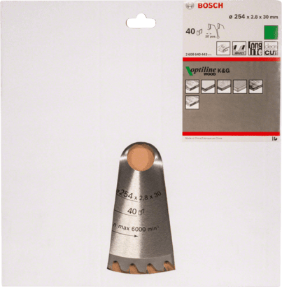 New Genuine Bosch 2608640443 Optiline Wood Circular Saw Blade