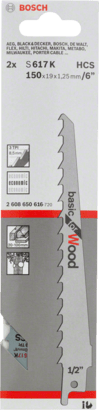 New Genuine Bosch 2608650616 S 617 K Basic for Wood Reciprocating Saw Blade For
